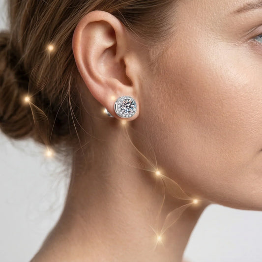Sparkling Round Diamond Stud Magnetic Earrings