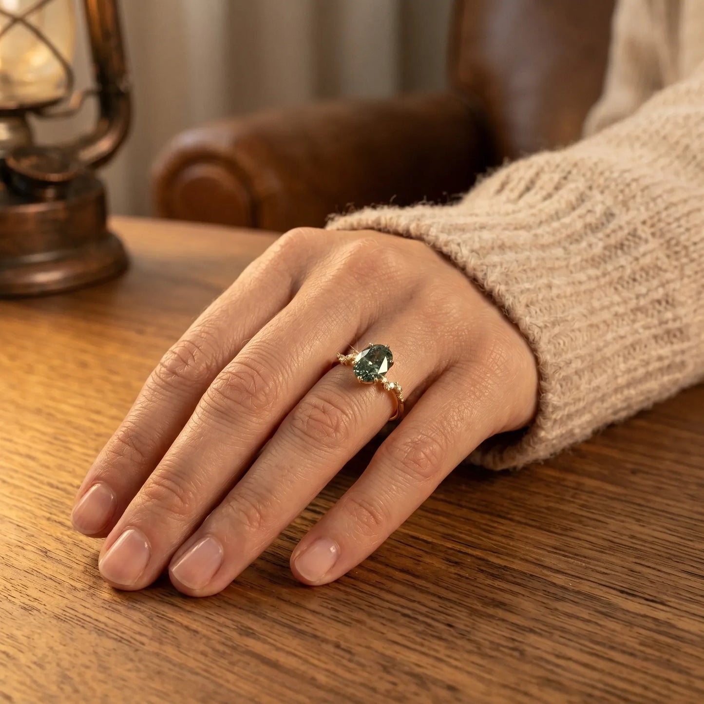 Vintage Oval Peridot Green Ring