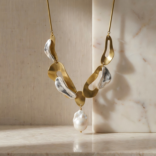 Two-Tone Textured Baroque Pearl Necklace