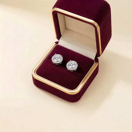 Sparkling Round Diamond Stud Magnetic Earrings