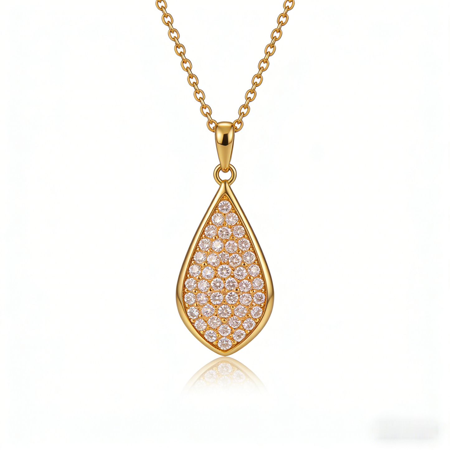 💎 "Full Pave Teardrop Gold Necklace" – Dainty Gold Chain | Teardrop Pendant Paved with Micro CZ | Sparkle for Evening 🌟