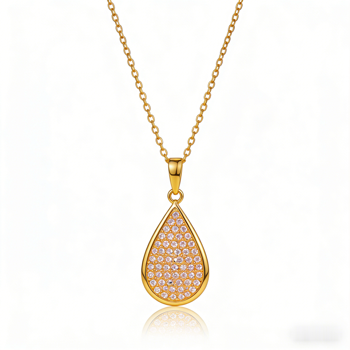 ☀️ "Pave Diamond Teardrop Pendant" – Shimmering Pave Setting | Delicate Chain | Everyday Luxury ✨