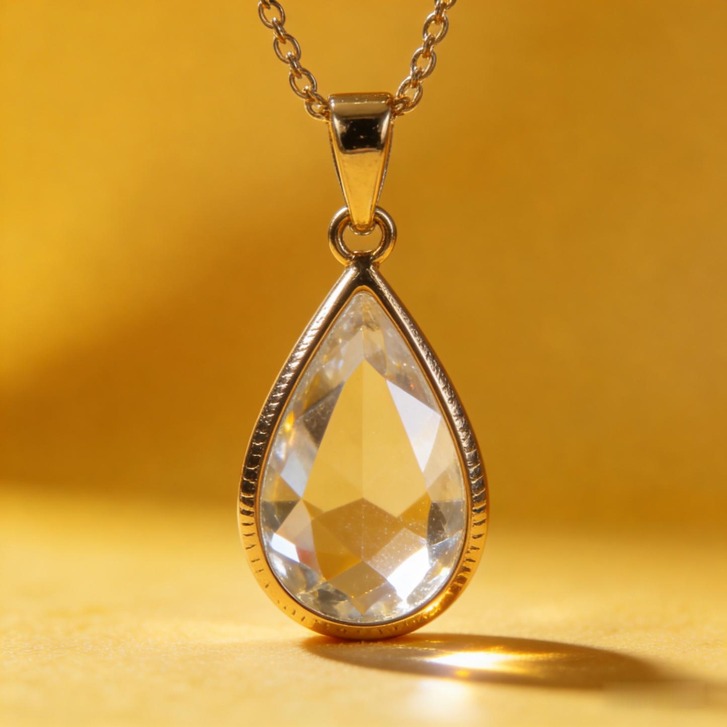 💧 "Solitaire Teardrop Crystal Necklace" – Delicate Chain | Single Clear Teardrop Crystal | Pure Elegance 🕊️